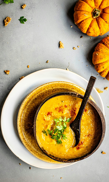 la crema de boniato y membrillo es una de las recetas de otoño saludables